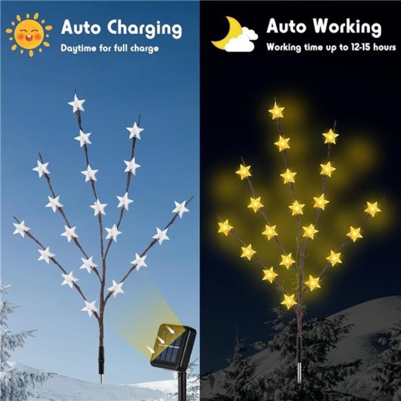 6 Pack Solar Christmas Star Branches Outdoor 120 LED 8...